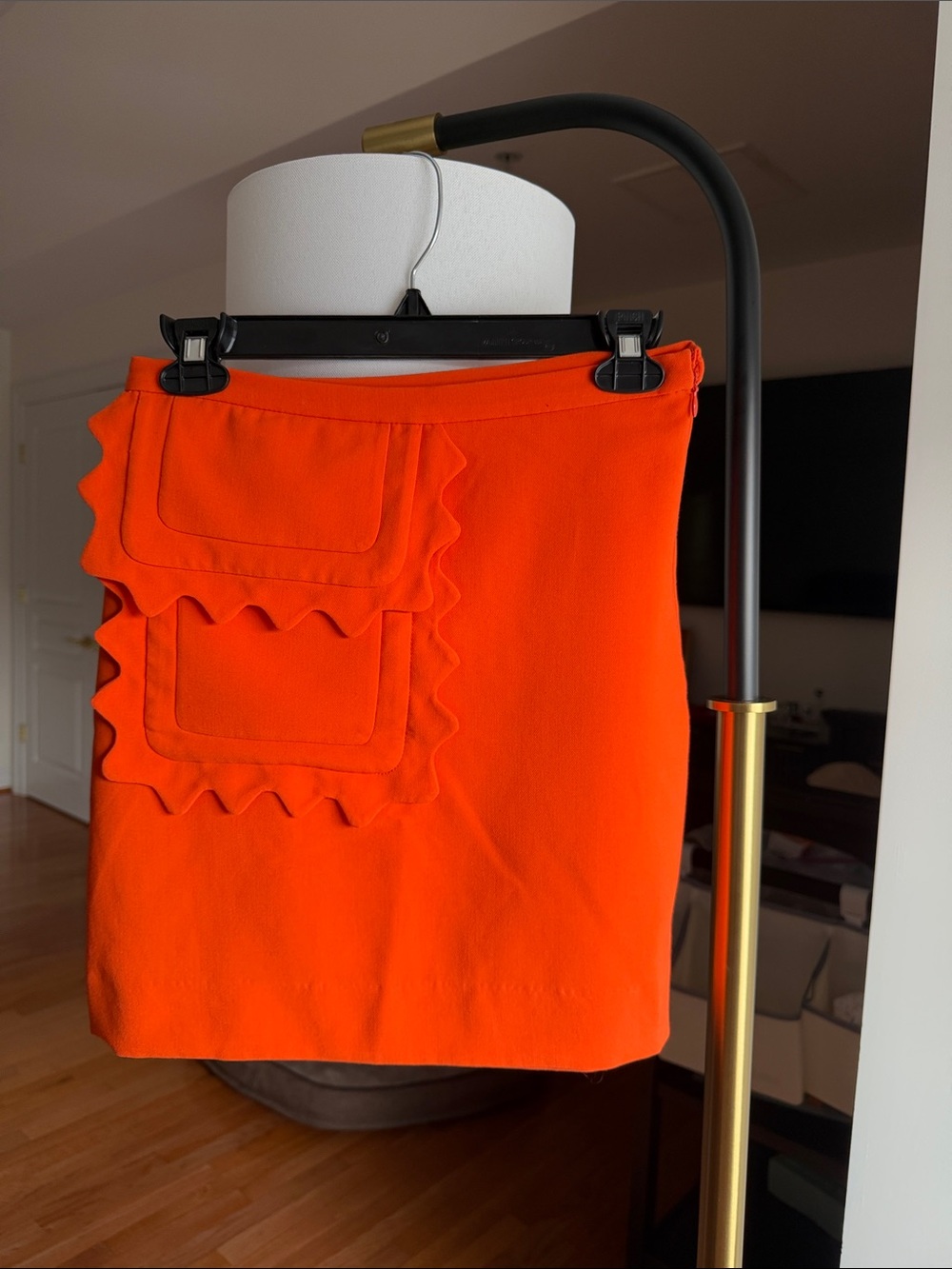 Victoria Beckham for Target Orange Mini Skirt with Scalloped Patch Pockets